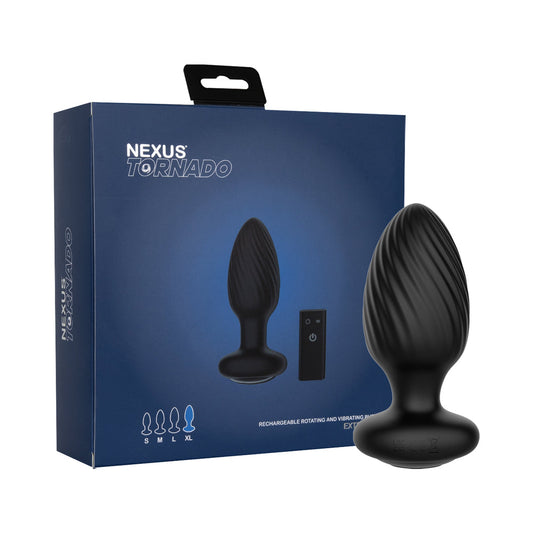 Nexus Tornado XL Rotating and Vibrating Butt Plug with Remote Control - Black