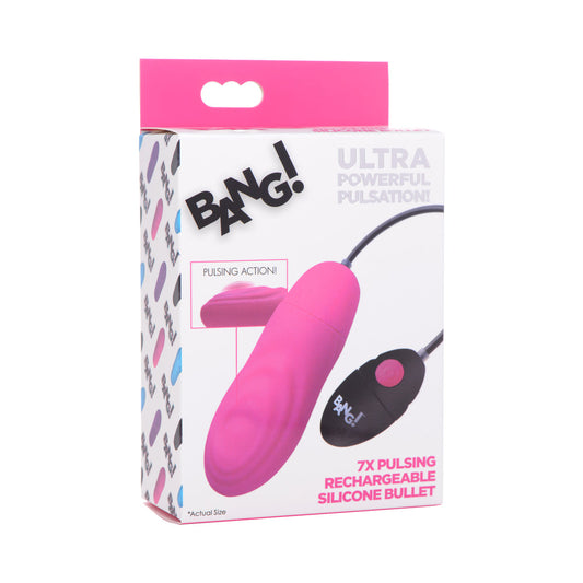 BANG! 7X Rechargeable Silicone Pulsing Bullet – Light Pink