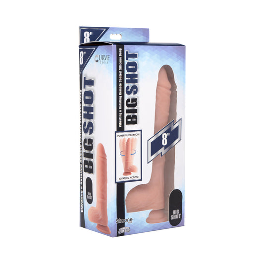 Big Shot 8 in. Silicone Twirling Dildo with Remote Control – Vanilla