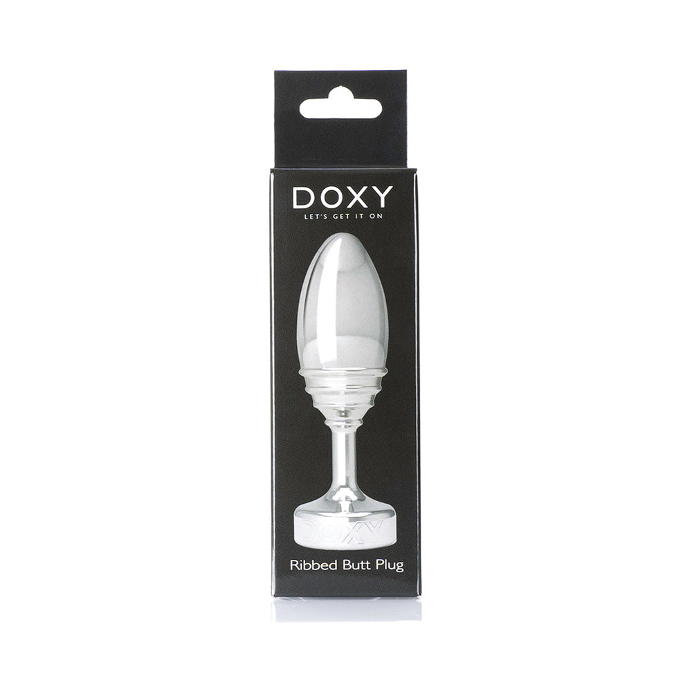 Doxy Ribbed Metal Butt Plug – Silver