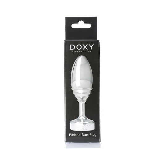 Doxy Ribbed Metal Butt Plug – Silver