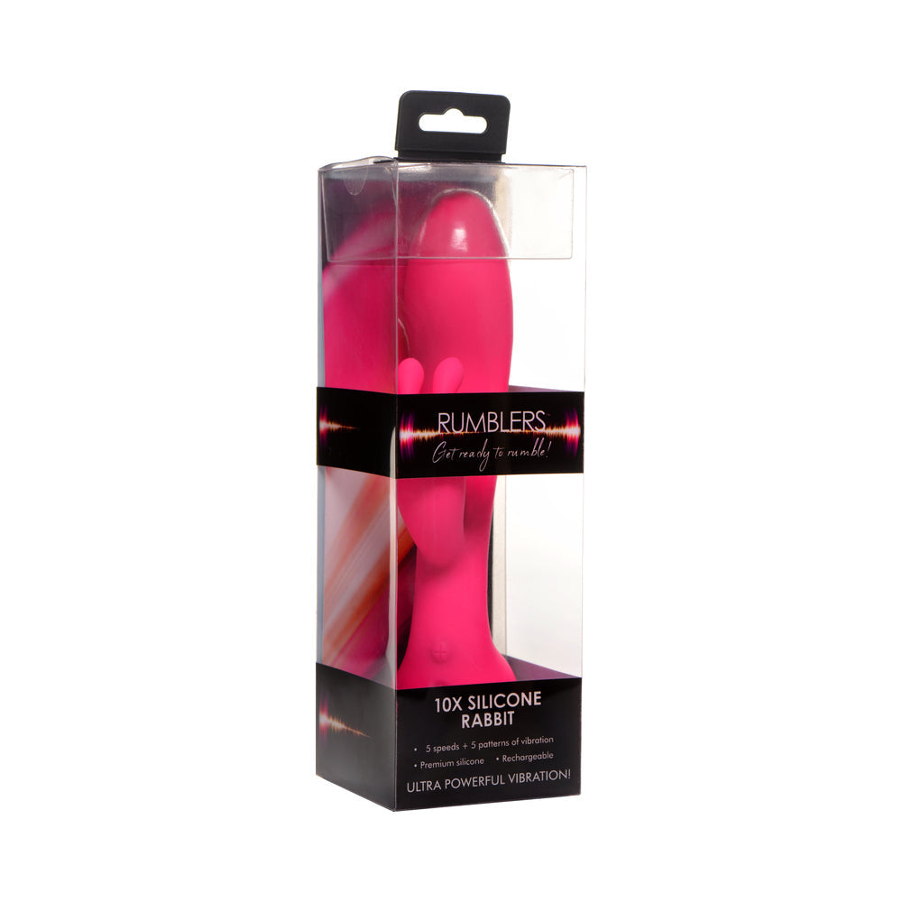Rumblers 10X Rabbit Silicone Vibrator – Hot Pink – 5 Speeds & 5 Patterns