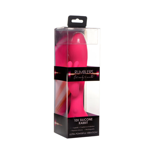 Rumblers 10X Rabbit Silicone Vibrator – Hot Pink – 5 Speeds & 5 Patterns