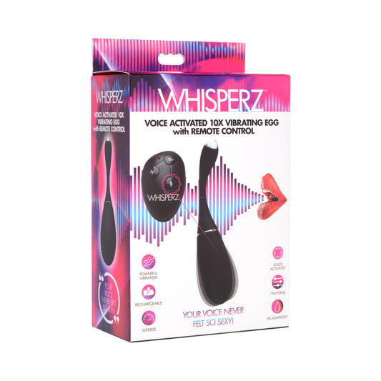 Whisperz Voice Activated 10X Vibrating Egg with Remote – Black