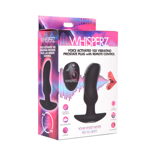 Whisperz Voice Activated 10x Vibrating Prostate Plug – Black