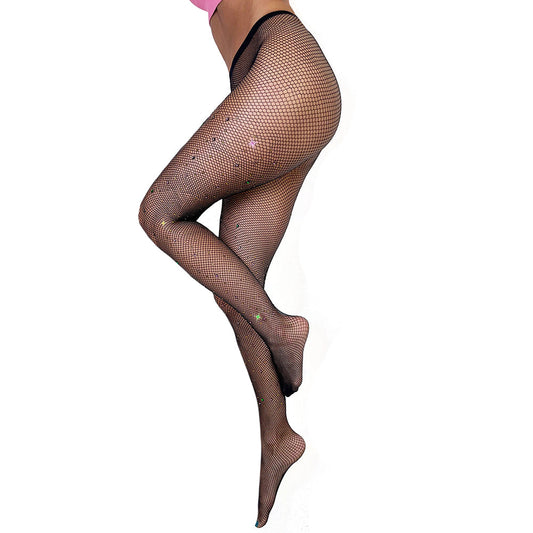 Kixies Black Fishnet Mardi Gras Tights – Size B
