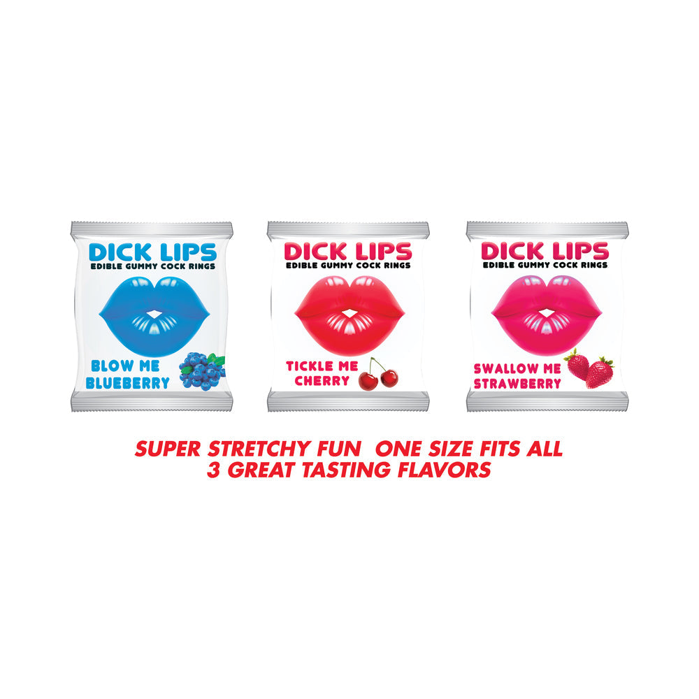 Dicklips Edible Gummy Cock Rings – Assorted Flavors – 21pcs