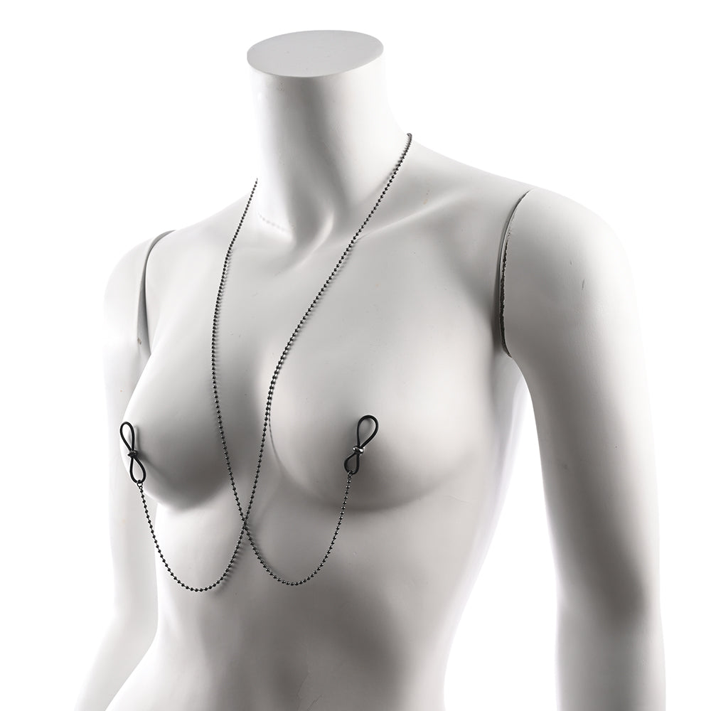 Sportsheets Ex's & Oh's Body Jewelry with Nipple Ties – Black