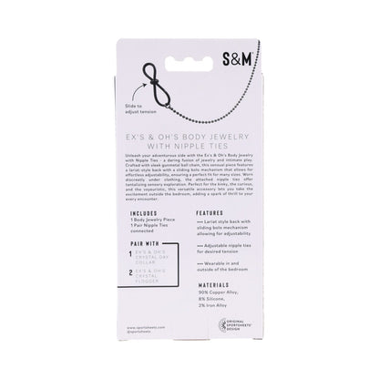 Sportsheets Ex's & Oh's Body Jewelry with Nipple Ties – Black