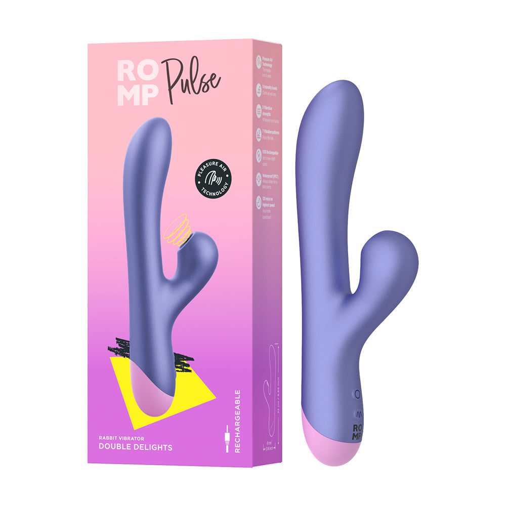 ROMP Pulse Pleasure Air Rabbit Vibrator with Dual Motors - Purple
