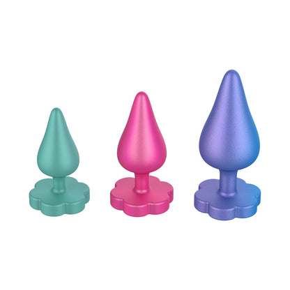 ROMP Luster Anal Plug Set – Multi-Color – Three Sizes for Beginner Anal Play