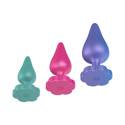 ROMP Luster Anal Plug Set – Multi-Color – Three Sizes for Beginner Anal Play