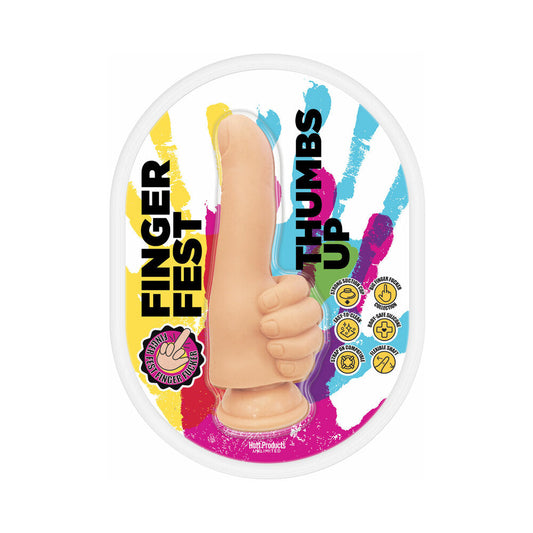 Finger Fest Thumbs Up Dildo – Beige – Silicone with Strong Suction Cup