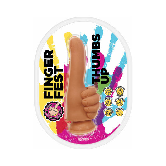 Hott Products Finger Fest Thumbs Up Dildo - Tan - Silicone with Suction Cup