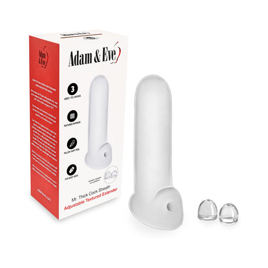 Adam & Eve Mr. Thick Cock Sheath – Adjustable Penis Sleeve – White