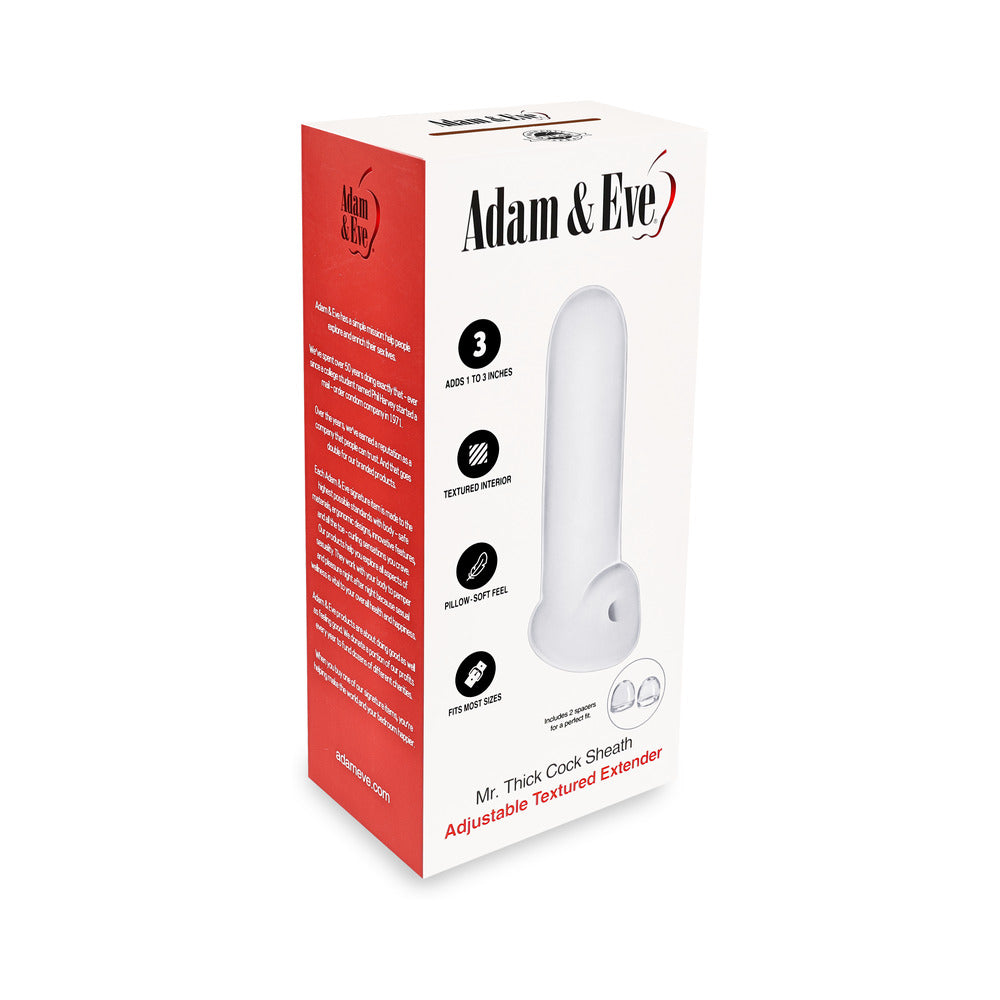 Adam & Eve Mr. Thick Cock Sheath – Adjustable Penis Sleeve – White