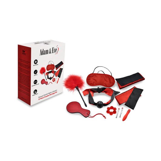 Adam & Eve Sensual Scarlet Nights Bondage Collection – 10-Piece Set – Red