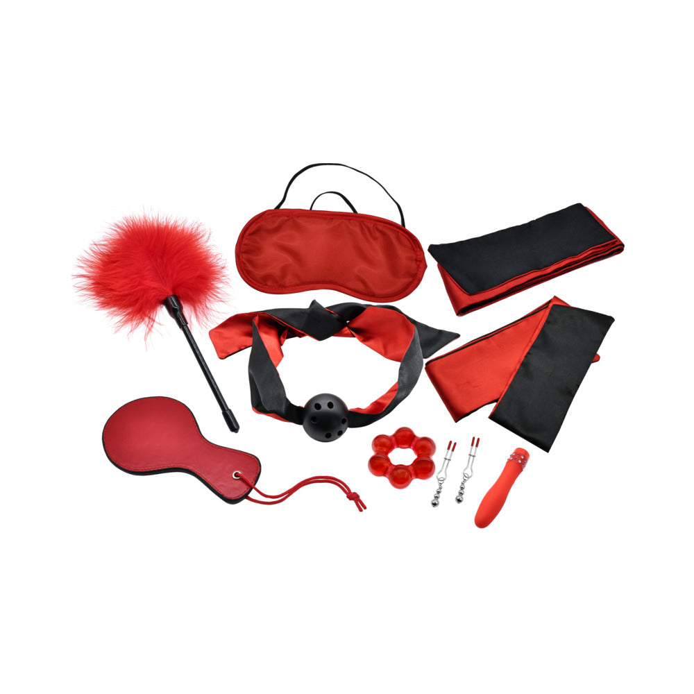 Adam & Eve Sensual Scarlet Nights Bondage Collection – 10-Piece Set – Red
