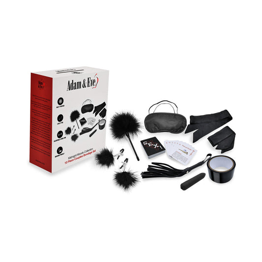 Adam & Eve Midnight Moods Collection 10-Piece Bondage Play Set - Black