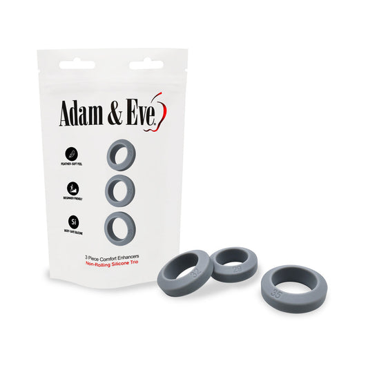 Adam & Eve 3 Piece Comfort Penis Enhancer Rings Set – Gray