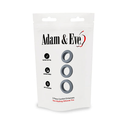 Adam & Eve 3 Piece Comfort Penis Enhancer Rings Set – Gray