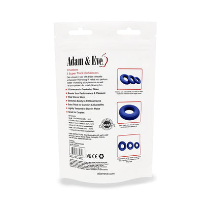 Adam & Eve Chubbies Extra-Thick Penis Enhancement Rings – Blue