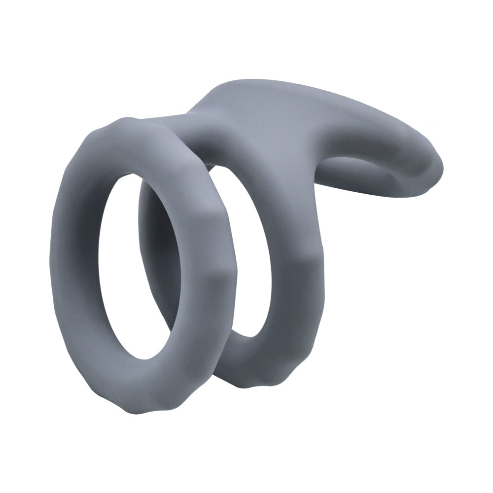 Adam & Eve Adam's Ridged Triple Cage – Gray – Silicone Cock Ring Set