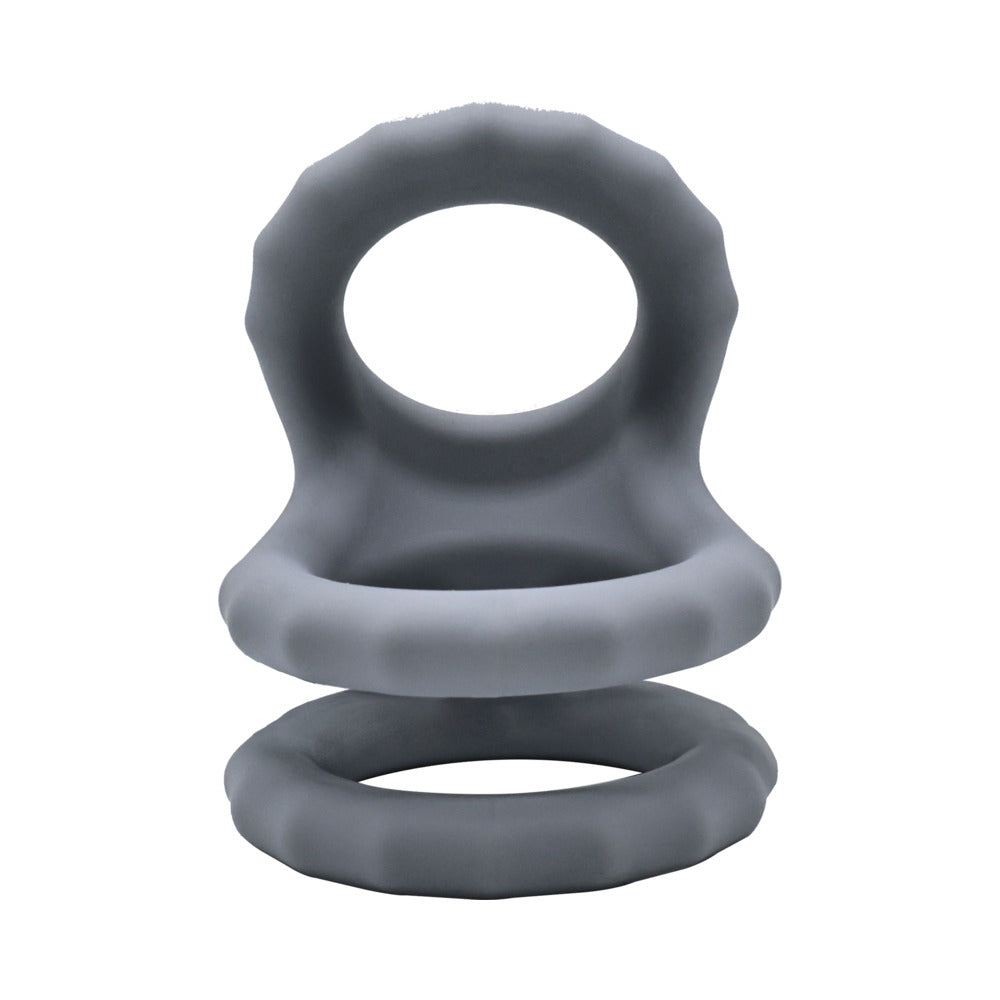Adam & Eve Adam's Ridged Triple Cage – Gray – Silicone Cock Ring Set