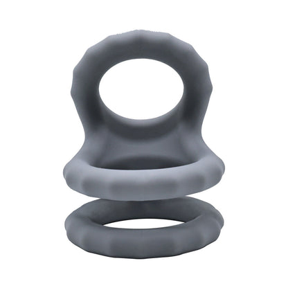 Adam & Eve Adam's Ridged Triple Cage – Gray – Silicone Cock Ring Set
