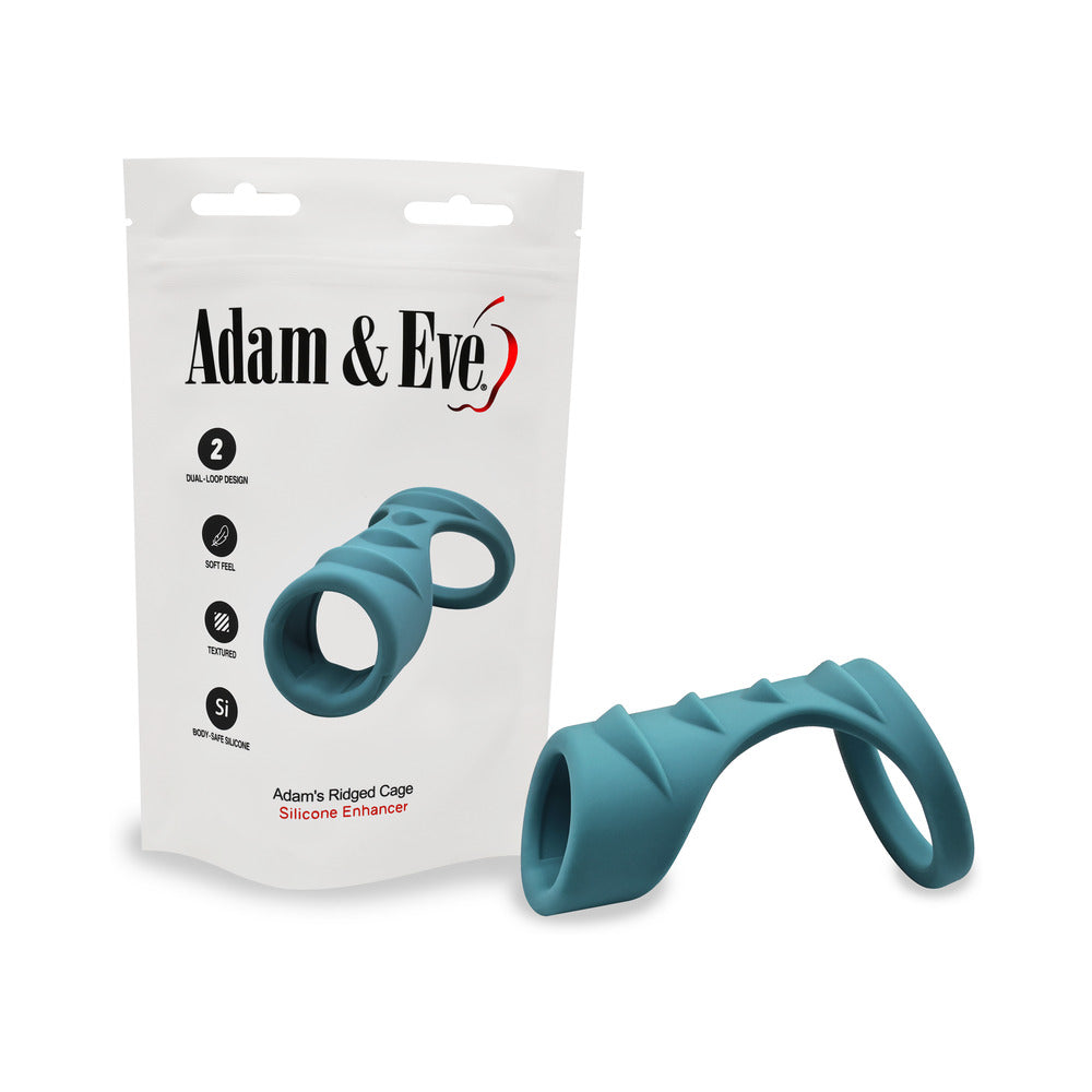 Adam & Eve Adam's Ridged Cage Dual-Loop Enhancement Device - Teal