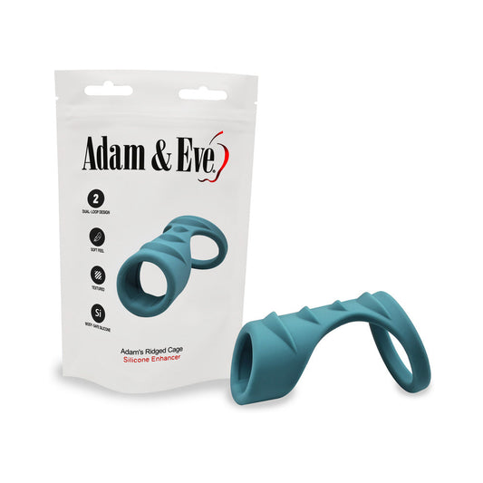 Adam & Eve Adam's Ridged Cage Dual-Loop Enhancement Device - Teal