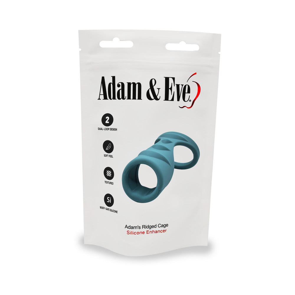 Adam & Eve Adam's Ridged Cage Dual-Loop Enhancement Device - Teal