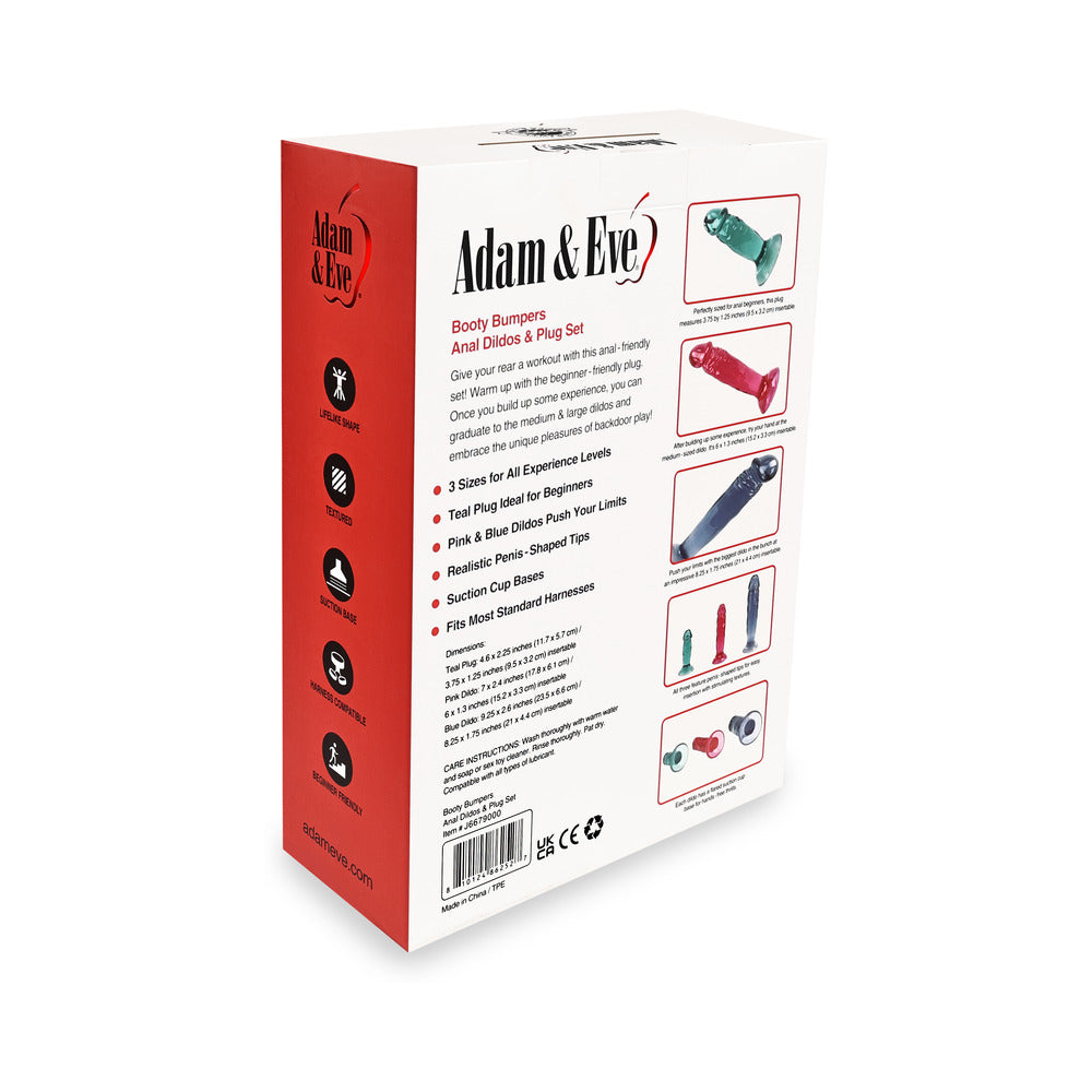 Adam & Eve Booty Bumpers Dildo & Plug Kit – Multi-Color – Anal Training Set