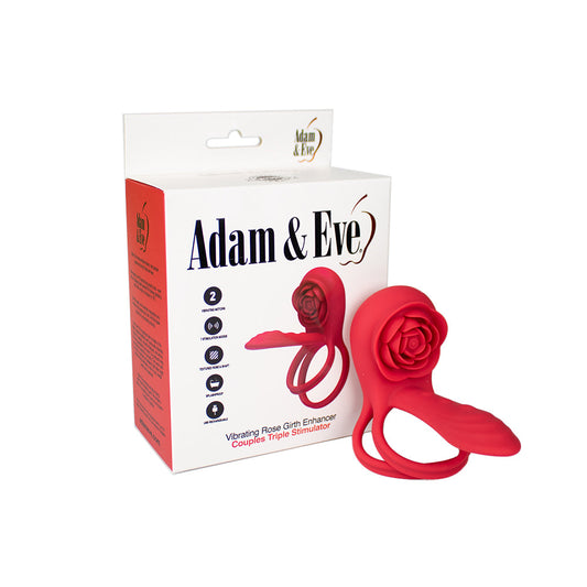 Adam & Eve Vibrating Rose Girth Enhancer Couples Triple Stimulator – Red