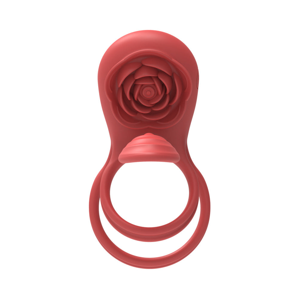 Adam & Eve Vibrating Rose Girth Enhancer Couples Triple Stimulator – Red