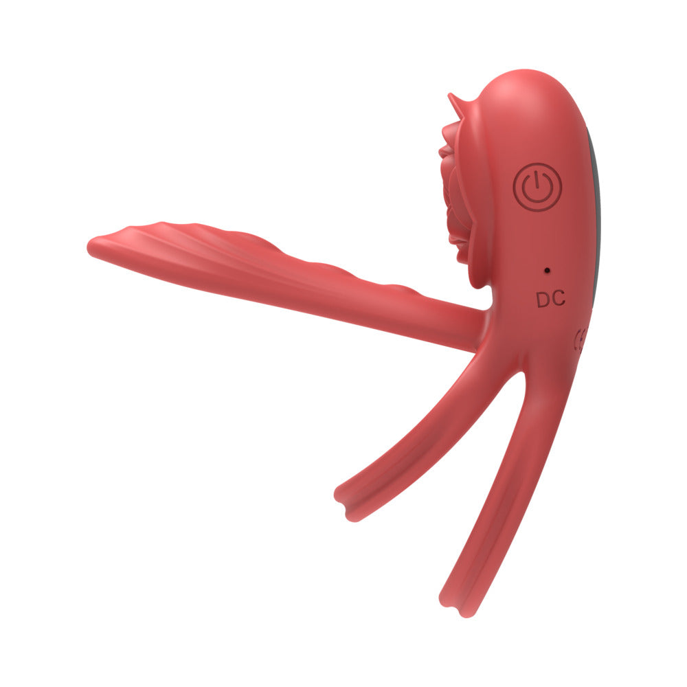 Adam & Eve Vibrating Rose Girth Enhancer Couples Triple Stimulator – Red