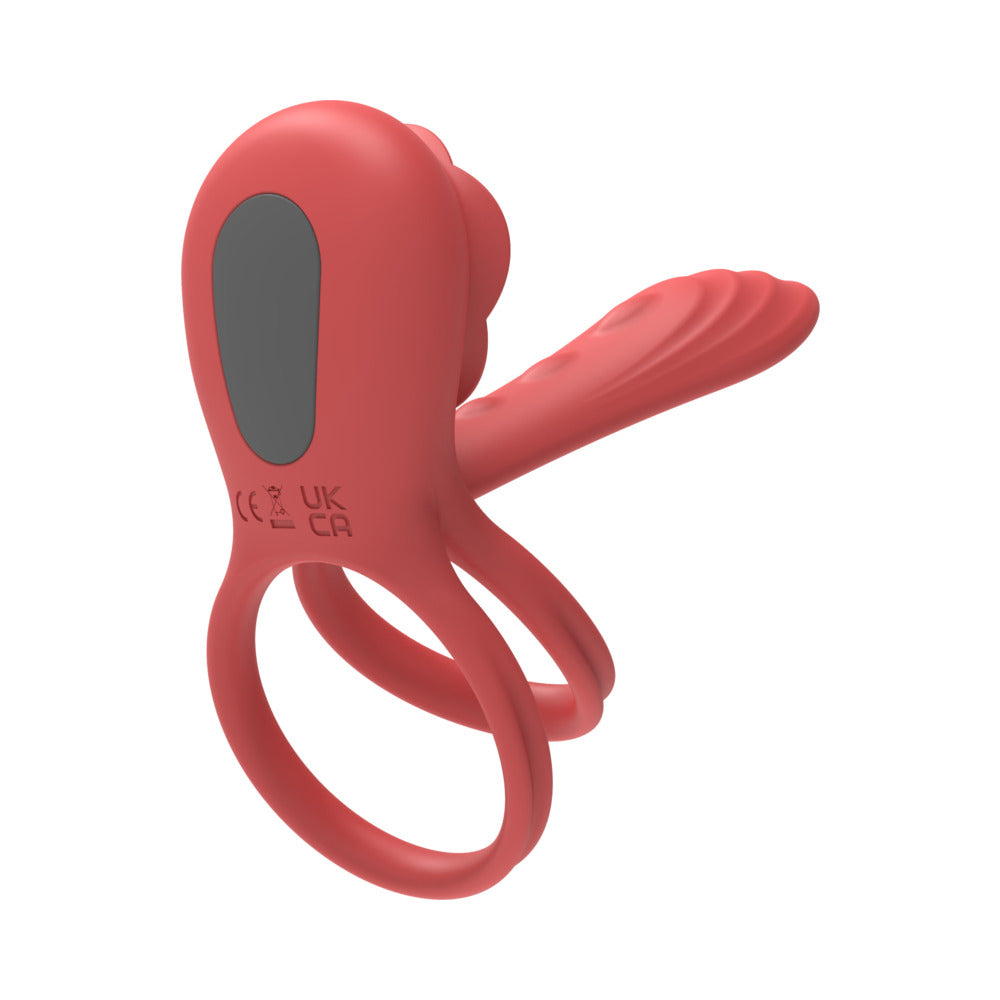 Adam & Eve Vibrating Rose Girth Enhancer Couples Triple Stimulator – Red