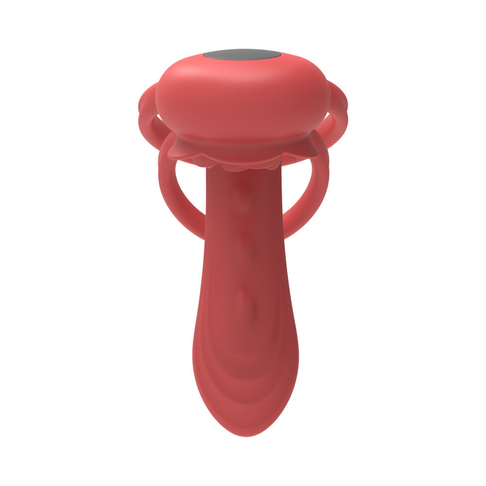 Adam & Eve Vibrating Rose Girth Enhancer Couples Triple Stimulator – Red