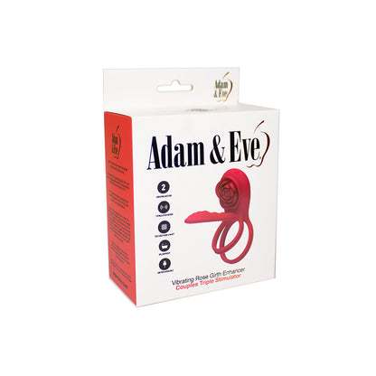 Adam & Eve Vibrating Rose Girth Enhancer Couples Triple Stimulator – Red