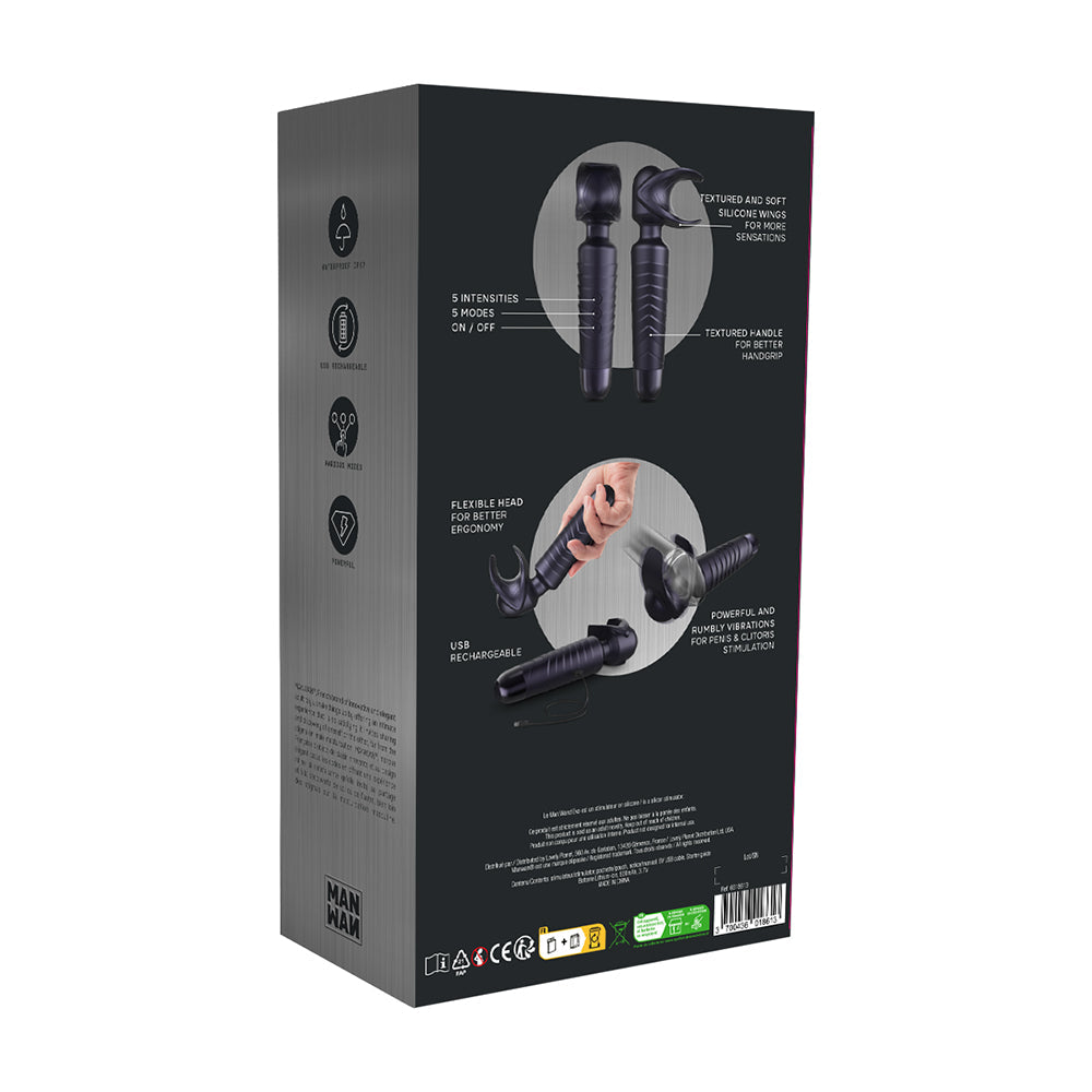 MAN WAN Man.Wand EVO 2-in-1 Frenulum Stimulator & Wand – Black Plum