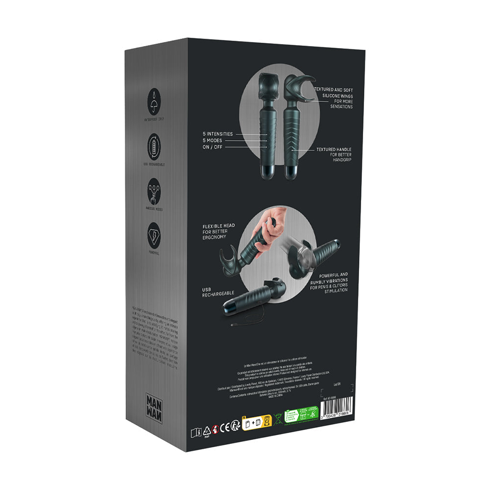 MAN WAN Man.Wand EVO 2-in-1 Frenulum Stimulator & Wand – Crescendo Function – Gray