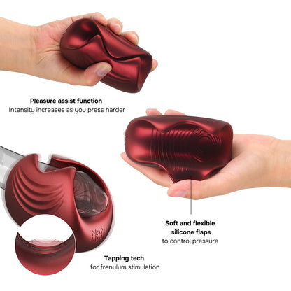 MAN WAN Sub One Tapping Stimulator – Velvet Red – Ergonomic Design with Pleasure Assist Function