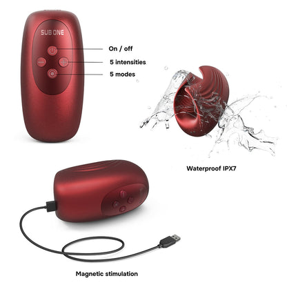 MAN WAN Sub One Tapping Stimulator – Velvet Red – Ergonomic Design with Pleasure Assist Function