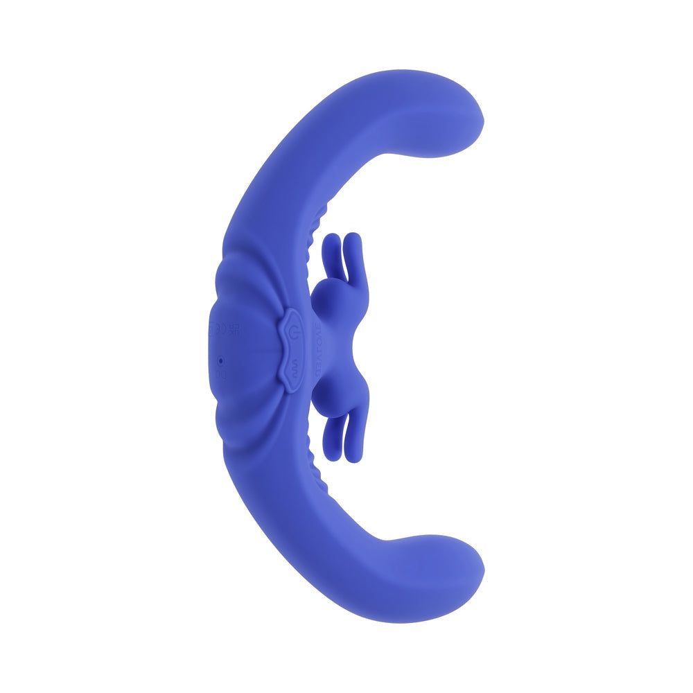 Evolved Lovebirds Rechargeable Silicone Remote-Controlled Dual-Ended Vibrator – Blue