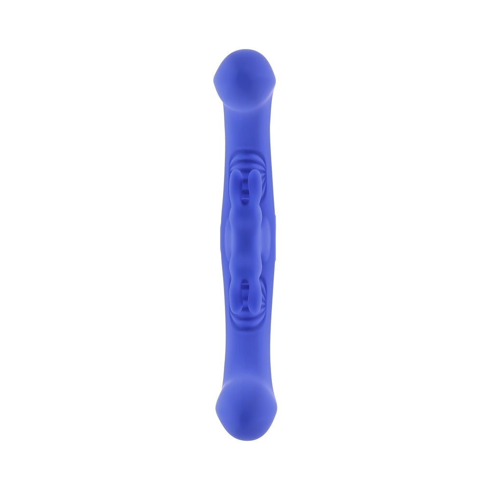 Evolved Lovebirds Rechargeable Silicone Remote-Controlled Dual-Ended Vibrator – Blue