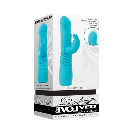 Evolved Bunny Hop Rechargeable Silicone Thrusting Rabbit Vibrator – Teal