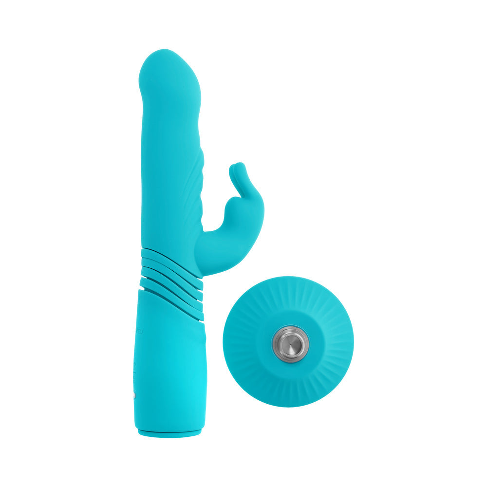 Evolved Bunny Hop Rechargeable Silicone Thrusting Rabbit Vibrator – Teal