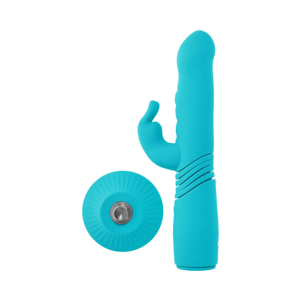Evolved Bunny Hop Rechargeable Silicone Thrusting Rabbit Vibrator – Teal