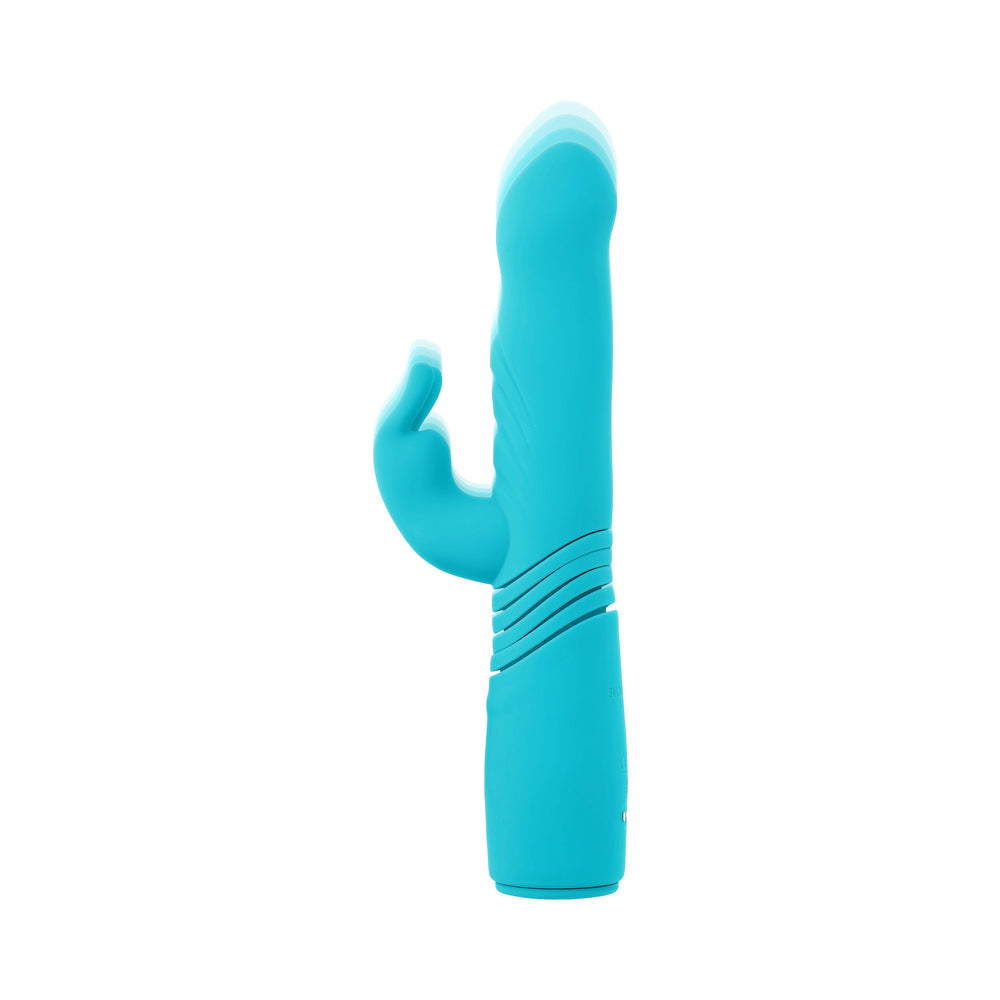 Evolved Bunny Hop Rechargeable Silicone Thrusting Rabbit Vibrator – Teal