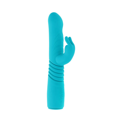 Evolved Bunny Hop Rechargeable Silicone Thrusting Rabbit Vibrator – Teal